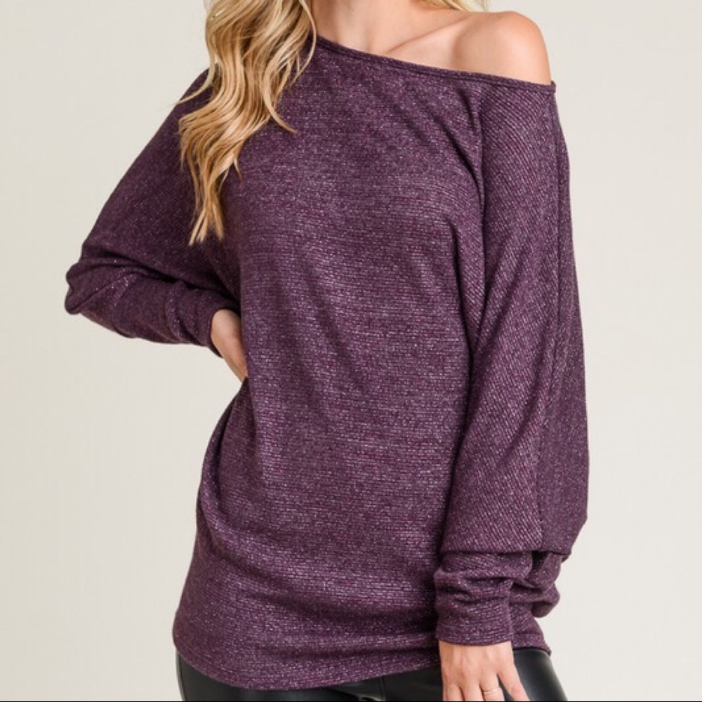 1 LEFT SALE-FIRM‼️ Miranda Metallic Dolman Top - Picture 2 of 6